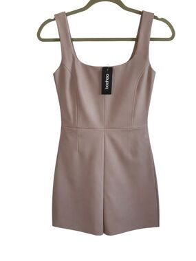 Boohoo Dusty Mauve Square Neck Mini Romper Dress